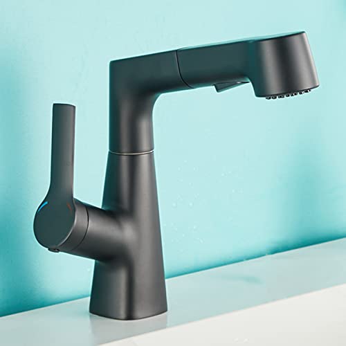 Robinet extractible salle de bain blanc avec bec rotatif 360° pour un lavage de cheveux facile