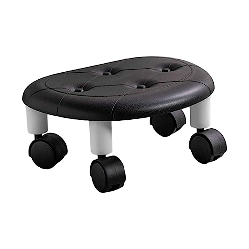 Neaxgeandx Taburete Bajo Con Ruedas, Resistente, Portátil, Para Biblioteca, Cocina, Garaje, Color Negro, 33,5 X 26 X 15 Cm