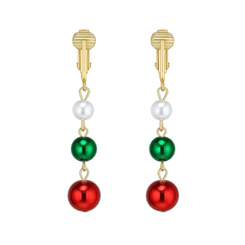 Aros Aloha Clip On Dorados Navideños Sin Perforación