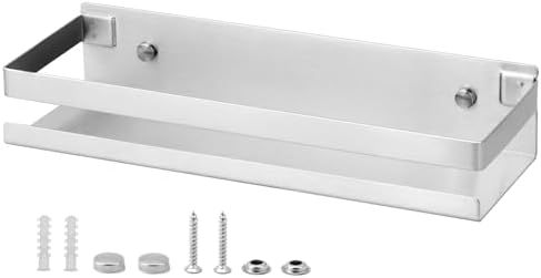 QWORK® Stainless Steel Bathroom Shelf, Wall Shelves Without Holes...