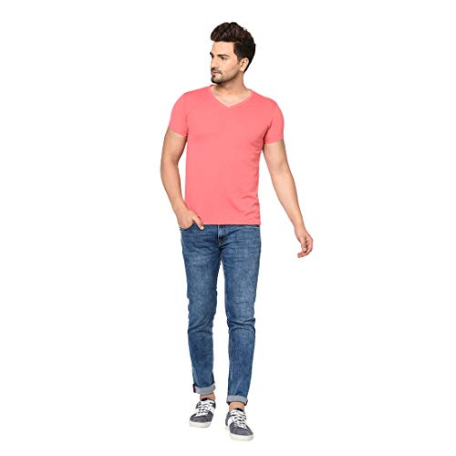 Image of Men's Cotton Blend Half Sleeve V Neck Tshirt
