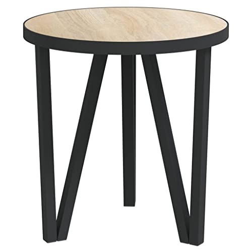 vidaXL Beistelltisch Industrie-Stil Teetisch Couchtisch Ablagetisch Wohnzimmertisch Kaffeetisch Sofatisch Teetisch Tisch Sonoma-Eiche Ø35cm MDF