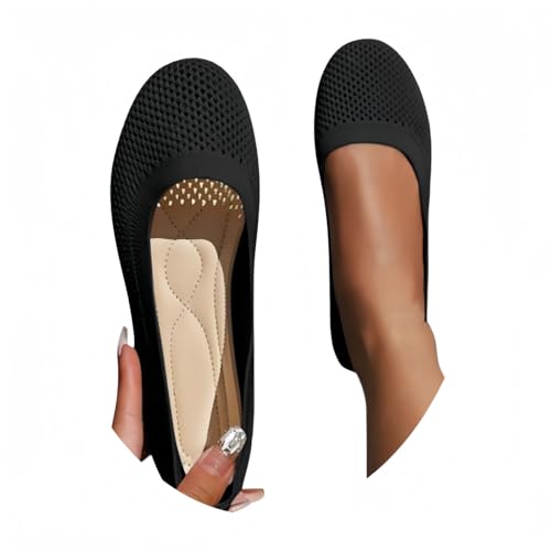 Ballerinas Damen Bequem Damen Ballerinas Sommerschuhe Damens Bequem Ballerina Schuhe Für Damens Strick Ballerina Schuhe Gymnastikschuhe Runde Tanzschuhe Flach Sommerschuhe Slip on Balerinaschuhe