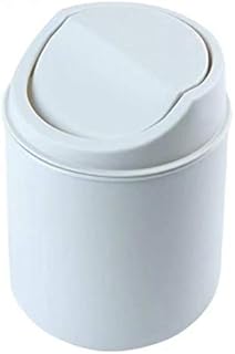 Emivery Plastic Desktop Mini Waste Can with Swing Lid Tiny Trash Can Trash Bin Pencil Holder for Desk Car Office Kitchen,White