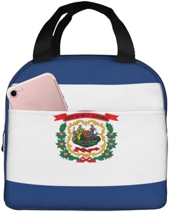 BREAUX West Virginia state flag print Portable Insulated Lunch Bag with Thickened Aluminum Foil, Lunch cooler