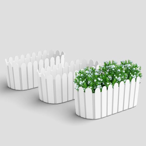 Image of YUCCABE ITALIA SHERA Fence-TRA 14 INCH Plastic Flower Pot Suitable for Inddor Outdoor Kitchen Garden