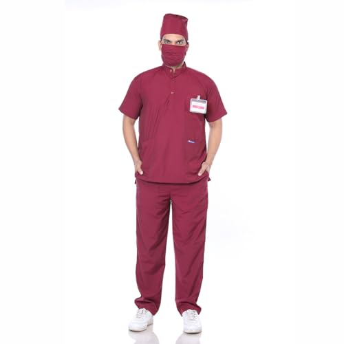 Image of Women 5-Pocket Scrub Suit | Set of Top & Pant | Half Sleeves | Mandarin Collar | Breathable Polyviscose Fabric | Comfortable | Durable | Uniform for Doctors Nurse & Dentist MRN XL