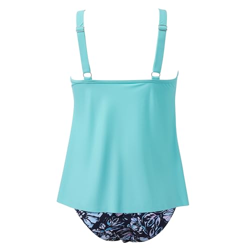 Image of SUUKSESS Women Tummy Control Tankini Bathing Suit Ruffle High Waisted Swimsuit