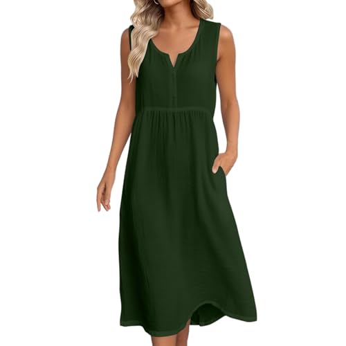 Robe en coton sans manches taille empire pour un confort fluide en été