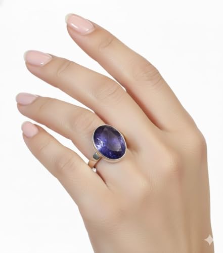 Image of 55Carat Choose Your Color Natural Gemstone Sterling Silver Statement Rings Oval Shape Handmade Sizes 5-12