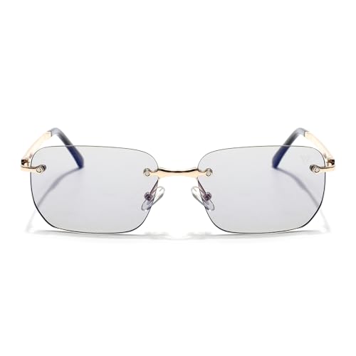 Image of Voyage Rimless Polarized Sunglasses for Men & Women (Black Lens | Black Frame - MG7601)