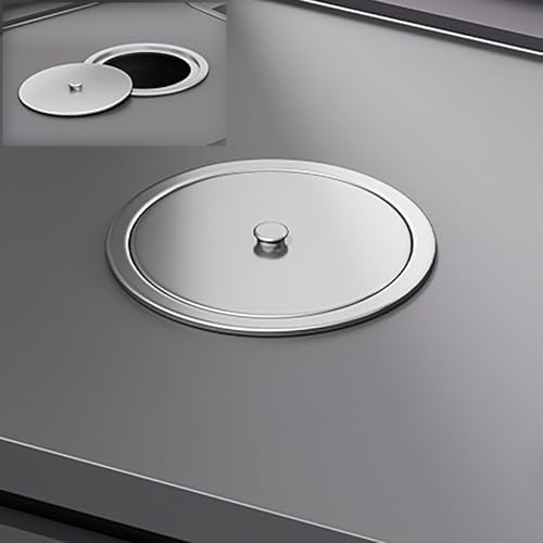 Round Stainless Steel Trash Can Cover, Countertop Bin Lid Replacement, Durable Garbage Can Lid - Yellow, 22x22CM (8.5x8.5 inches) for Kitchen & Home Use