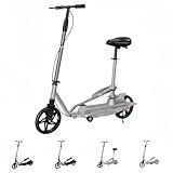 ShineLuxe大人用ペダルスクーター 移動用スケートボード クールなモビリティスクーター 1秒折りたたみ2輪自転車 キャンパス＆通勤必須 踏み板付きシートデザイン 軽量で実用的 フリースタイル 技用プロキック プロキックスケーター 立ち乗り式二輪車, 男性 女性 誕生日 プレゼント (シルバー折りたたみモデル)