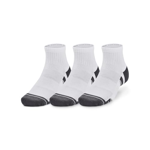 Under Armour Unisex-Adult Performace Cotton Quarter Socks 3 Pack, (100) White/White/Pitch Gray, Large