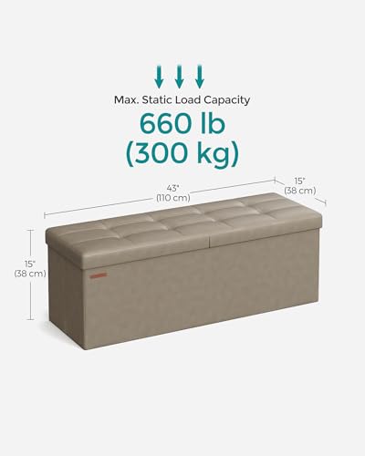 Image of SONGMICS 43.3 Inches Folding Storage Ottoman Bench with Flipping Lid