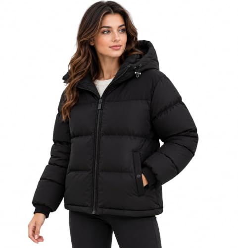 Image of NEXURGE Women's Hooded Puffer Jacket, Warm Lightweight Padded Winter Coat