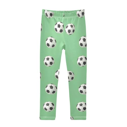 ALAZA Girls' Leggings Children's Yoga Pants Skinny Printed Dance Green Football Comfortable 4T