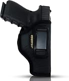 Houston IWB Gun Holster for Men - Fits Glock SIG S&W Springfield Beretta Taurus FN Walther Ruger and Many Others - Eco Leather Concealed Carry Soft Material - Suede Interior for Protection - (Right)