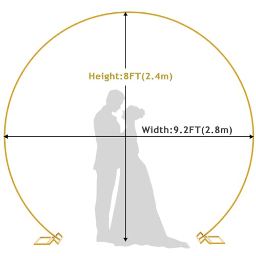 Image of Wokceer 9.2 FT Large Circle Balloon Arch Stand Gold Metal Round Arch Backdrop Stand for Wedding Ceremony Birthday Party Bridal Shower Anniversary Background Decoration | Gold Metal Round Backdrop Stand Wedding Arches for Ceremony Birthday Party Bridal Shower Anniversary Decoration