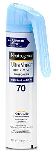 Neutrogena Ultra Sheer Spf#70 Body Mist Full Reach Spray 5 Ounce (148ml) (3 Pack)