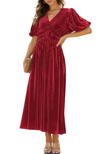 Image of Sissyaki Velvet Maxi Dress Fall Wedding Guest Dress 2026 | Semi Formal to Formal Events, Family Pictures, Holiday Party Dinner Dress
