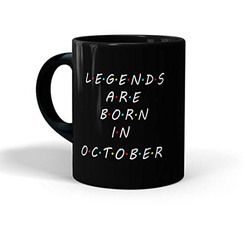 Image of inchLegends are Born in October Printed Black Coffee /Tea Mug for Birthday Gifts | Friends | Bestfriend | Sister | Brother | Gifting Mug | Loved Ones