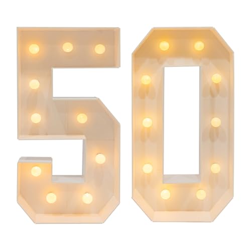 Czyurachel 1 para lamp LED z liczbami, 100 cm, podświetlane cyfry 30, 40, 50, 60, dekoracja do domu, baru (50)