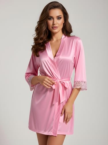 Image of Xs and Os Women Satin Short Nighty Babydoll Nightwear Robe