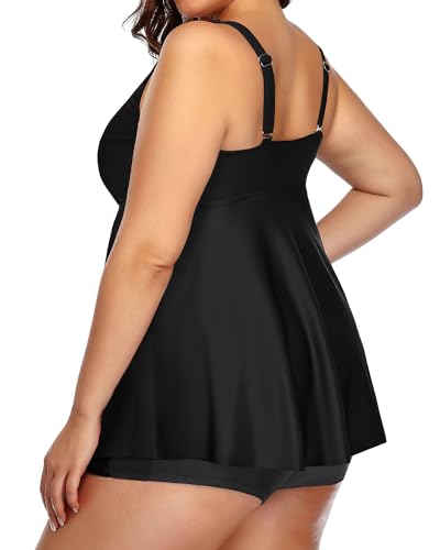 Image of Aqua Eve Women Plus Size Tankini Swimsuit Two Piece Flowy Swimdress Bathing Suits with Shorts