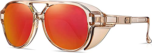 Ecavuipom Retro Sports Unisex Uv400 Anti-Uv400 Sunglasses, Cycling Mountaineering Outdoor Driving Sunglasses (Champagne) #TOP6