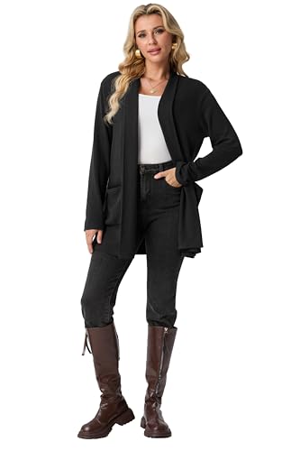 GRECERELLE Womens 2025 Fall Winter Casual Shawl Neck Long Sleeve Relaxed Fit Open Front Cardigan with Pockets (XS - 3XL)3