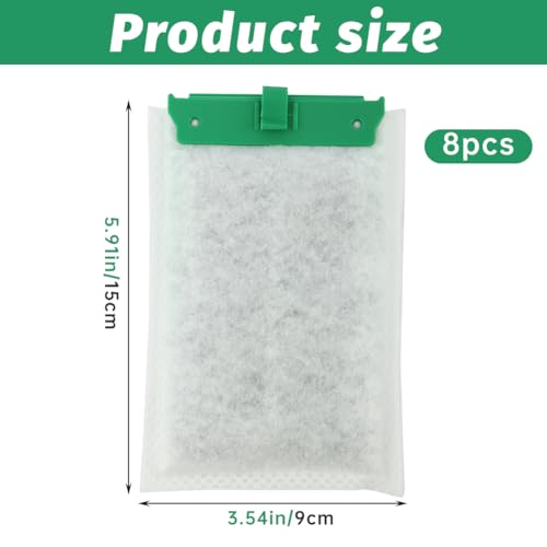 Image of Kakalote 8pcs Aquarium Filter Cartridges, ReptoFilter 20 Gallons (90 GPH), Compatible with Whisper Bio-Bag PF10, IQ10, 10i, TetraFauna ReptoFilter, Green, 5.91x3.54inch