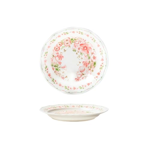 Vajilla de cerámica fresca de color rosa bajo vidriado, exquisita vajilla personalizada para uso doméstico, plato de 8 pulgadas
