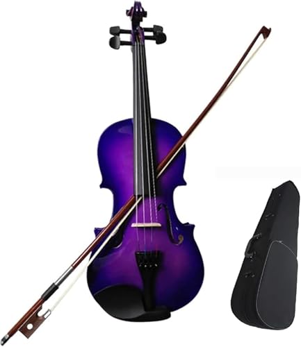 Violinen-Set für Kinder, Erwachsene, 1/8, 1/4, 1/2, 3/4, 4/4, volle Größe, Violett, Violinen, Anfänger, Studenten, Holz, akustisches Geigen-Set mit Etui, Bogen, Kolophonium, Geschenke (1/2)