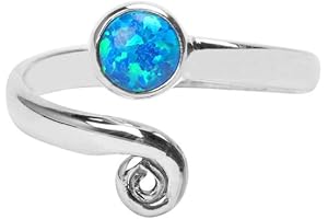 Sterling Silver Blue Opal Toe Ring, Adjustable Body Jewellery, Rings for Women and Girls