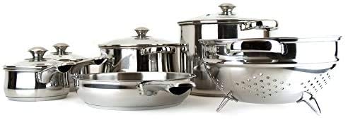 MAGEFESA Vesta 10-Piece Cookware Set, Crafted from Stainless Steel, Easy to Clean and Dishwasher Safe, Soft-Touch Metal Handles for a Comfortable Grip