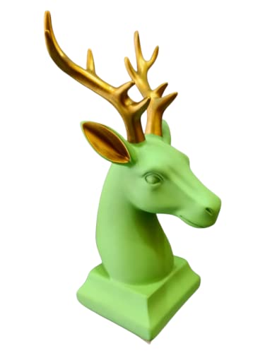 Image of AUGEN Polyresin Green Deer Idol Statue Showpiece for Home Decor Decoration and Gifting (1 Piece,9830E)