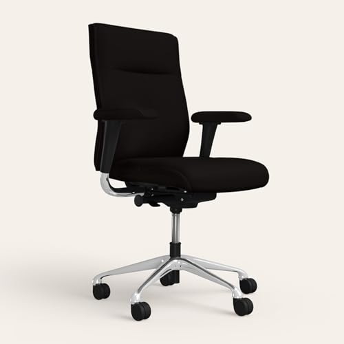 Image of Interio by Godrej La Sede Full Back Leather Executive Chair Black Ink, 5 Position Tilt Limiter