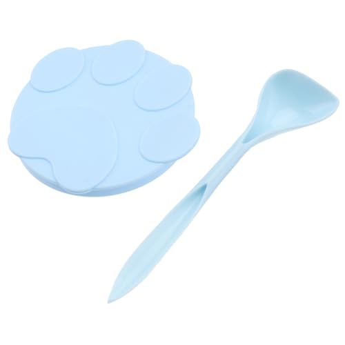 VICASKY 1 Set Pet Feeding Spoon Can Lids Pet Food Lids Sealed Cover and Spoon Silicone Can Covers Blue