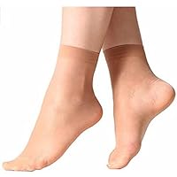 ZJKJ 10 Pares Calcetines Tobilleros Transparentes para Mujer Medias Transparentes Calcetines con Manguera Medias De Nailon Invisible Anti-Enganche