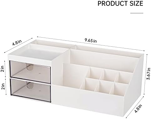 DoubleCare Makeup Organiser Storage With Drawers, Desk Tidy Organiser/Makeup Brush Holder, Bedroom Cosmetic Organiser for Perfume,Eyeshadows,Lipstick, Nail Varnish, Sundry and Jewelry (white)