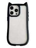 CASEZIN Designed for iPhone Case with 3D Cute Cat Ear，Fashion Transparent Shockproof Full Body Protection Clear Phone Cover Case for Girls Women (Black,iPhone 16 Pro)