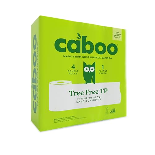 Caboo Tree Free Toilet Paper, Septic Safe Bath Tissue, Quick Dissolving 2 Ply Sheets - 300 Sheets...
