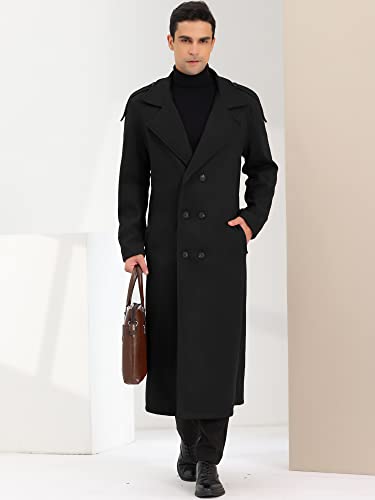 Image of Lars Amadeus Men's Winter Pea Coat Notch Lapel Double Breasted Solid Color Overcoat