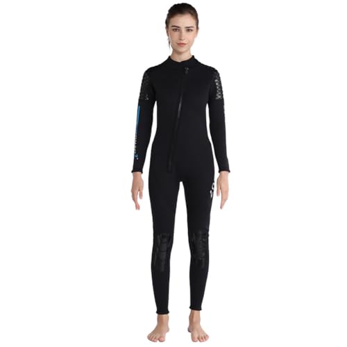 TOVCHEI 3MM Neoprene Wetsuit Front Zipper One-Piece Diving Suit Sun Protection Warmth Anti Jellyfish for Water Sports Surfing,Women,M