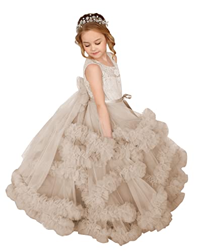 MCieloLuna Elegant Lace Tulle Ball Gowns Pageant Dress for Girls 2-13 Year Old
