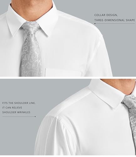 Image of HISDERN Mens Dress Shirt with Tie Pocket Square Set Classic Button Down Shirt Matching Tie Long Sleeve Shirts