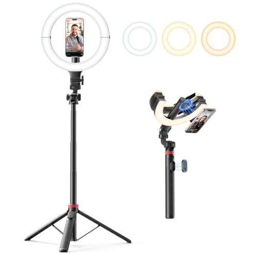 Image of Magnetic Ring Light with Stand and Phone Holder,10 inch Phone Tripod with Light
