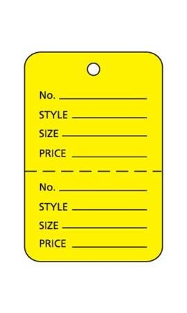 Small Yellow 2 Part Perforated Price Coupon Tags / 1000