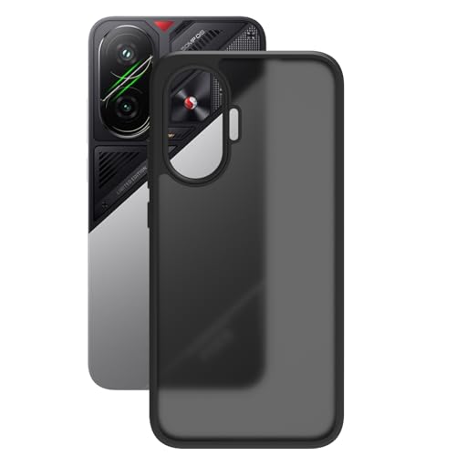 Image of RIGGEAR Shockproof Sleek Hybrid Armor Back Cover Case for Poco F7 5G (Smoke Black Matte PC and Black TPU Bumper)